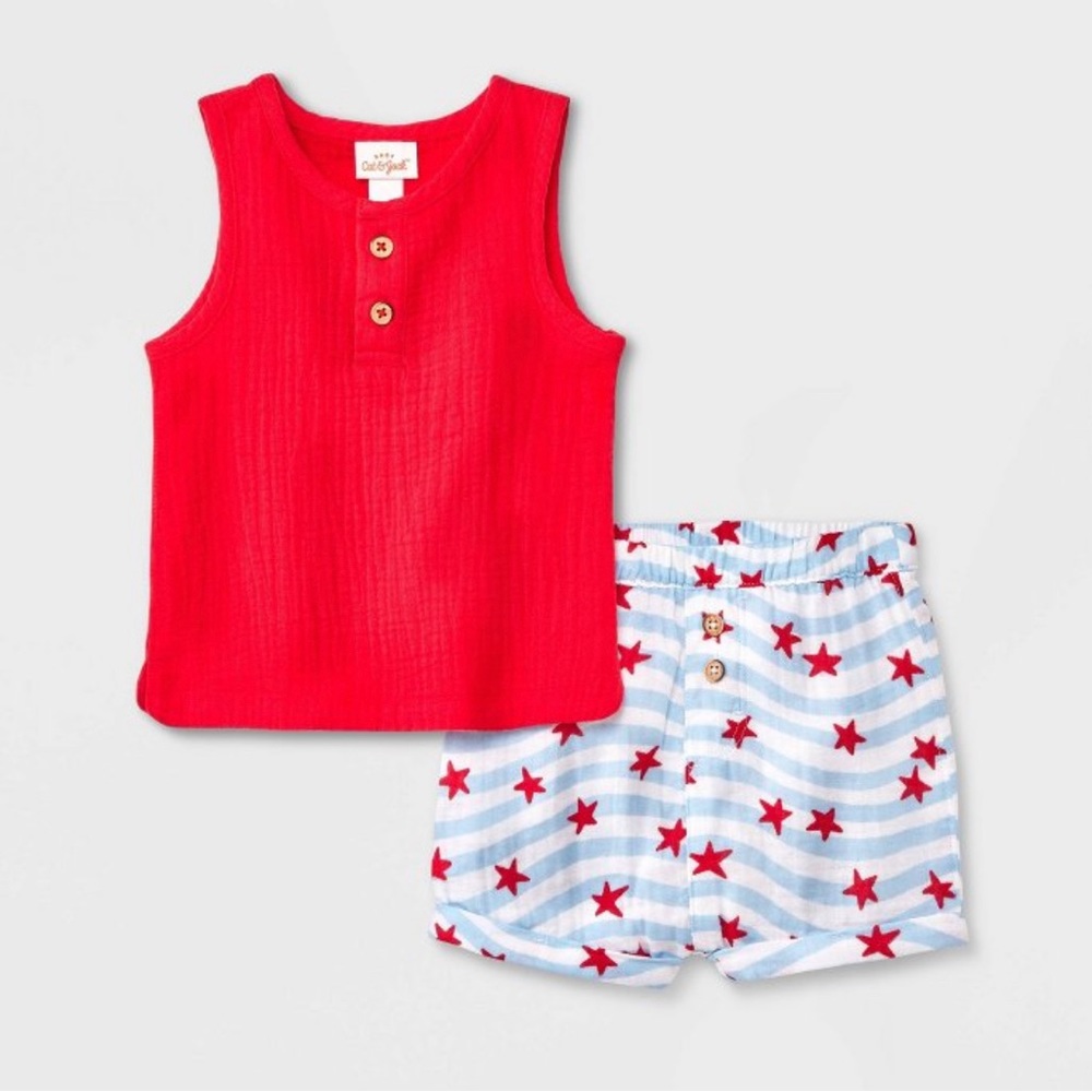 18M Cat & Jack Red Too & Star Shorts